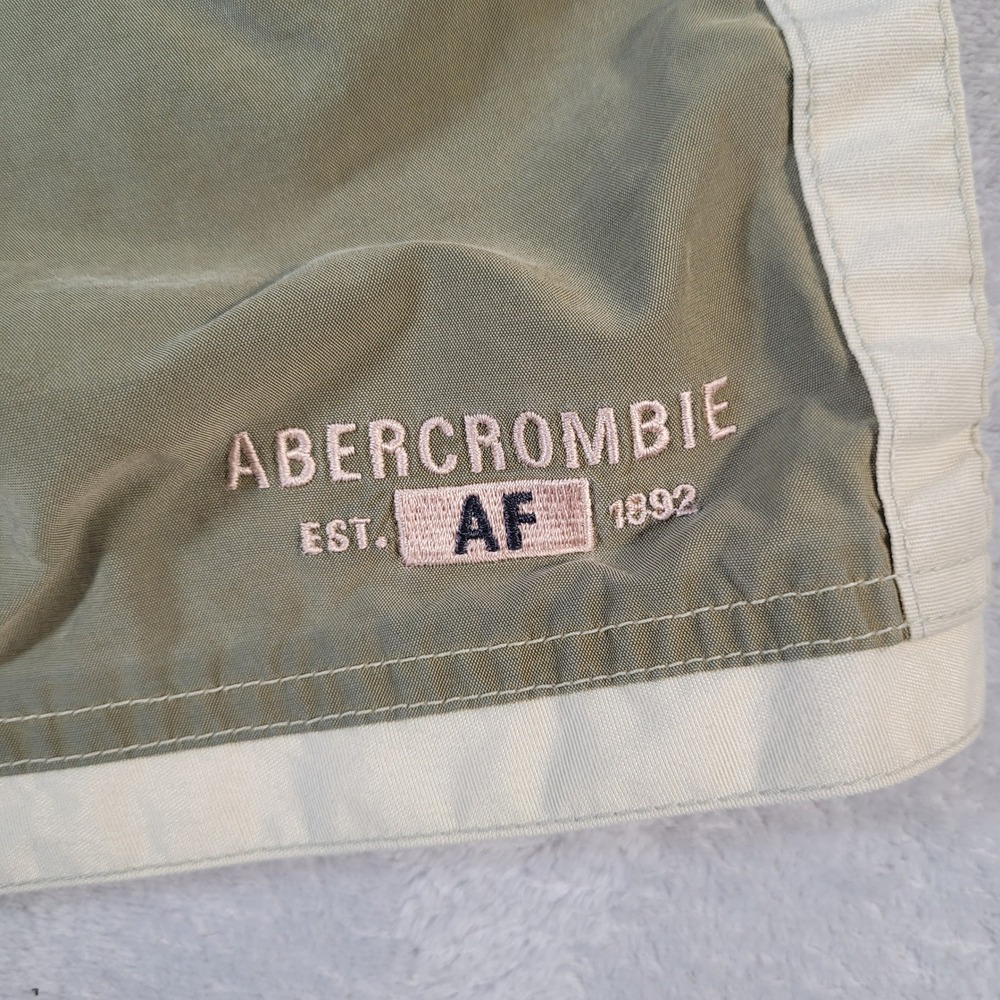 Vintage Abercrombie Swim Trunks Mens L Olive Green Cargo Side Stripe Board Short - Picture 5 of 15